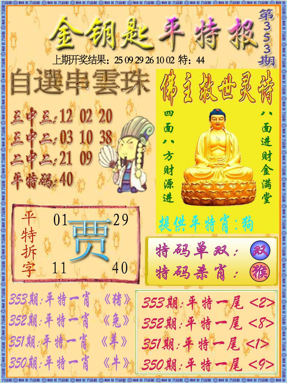 353期金钥匙平特报[图]