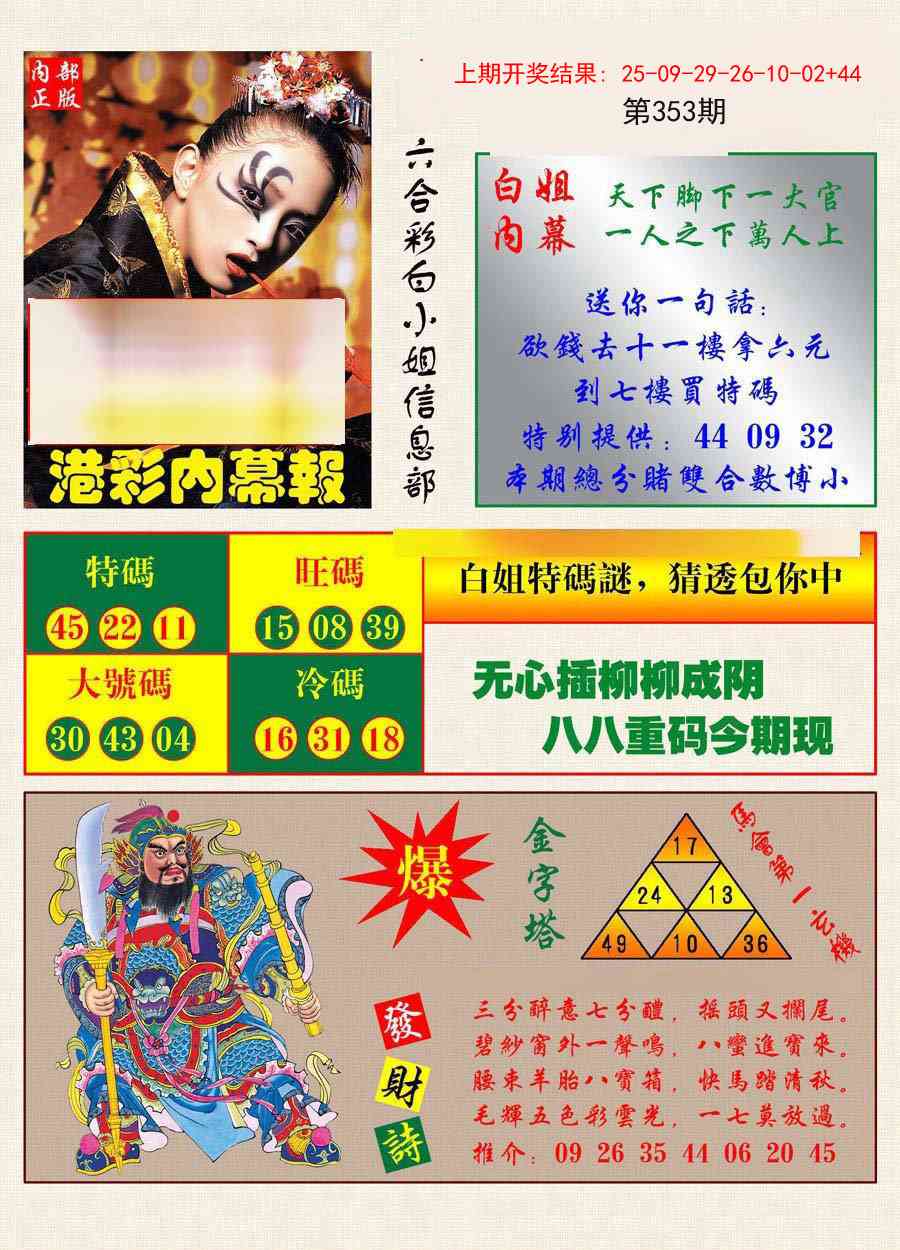 353期港彩内幕报[图]