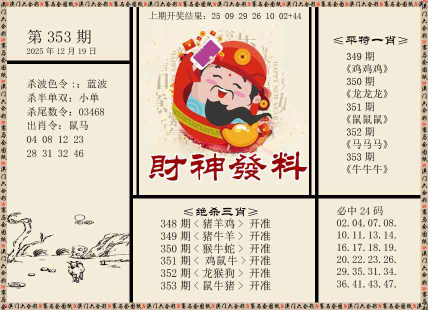 353期财神发料[图]
