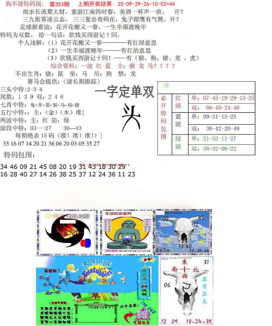 353期狗不理特码报[图]
