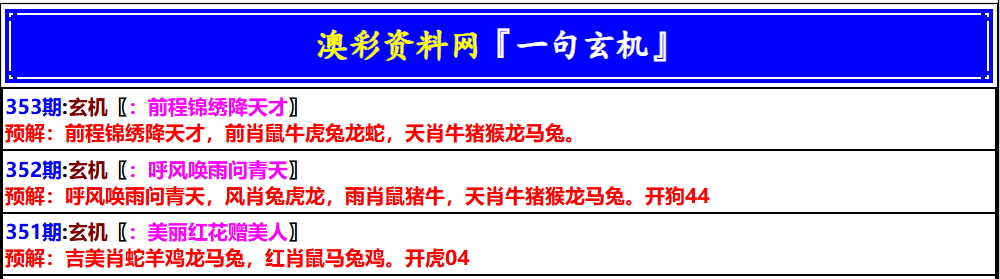 353期澳门一句玄机[图]
